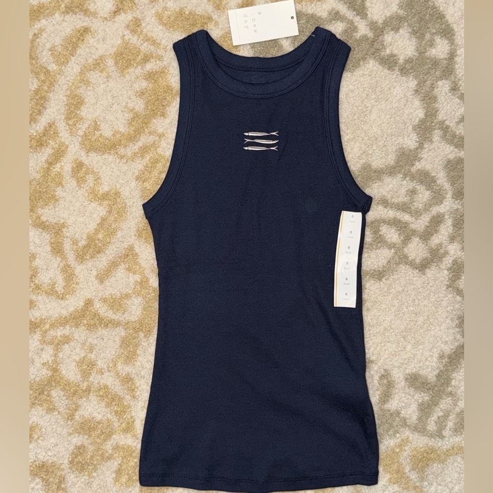 A New Day Navy Ribbed Tank Top Women's Small NWT